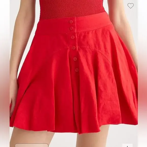 J. Crew Button Up Mini Skirt in Linen Vintage Red Size 0 BY898 New - Picture 3 of 6